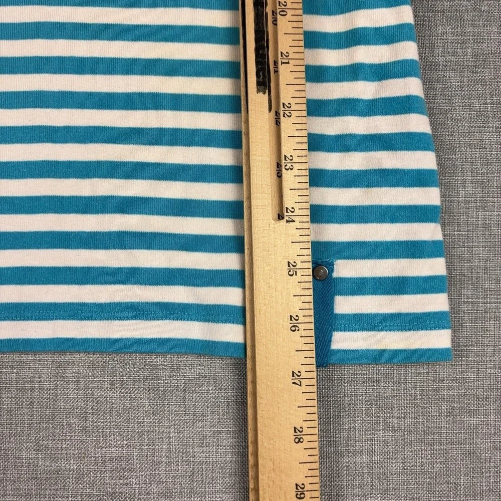 Lauren Ralph Lauren T-Shirt Womens Medium Blue Striped Mesh Active Athletic Top